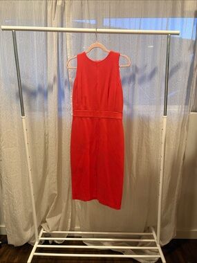 Ann Taylor Red Sleeveless Midi Sheath Dress